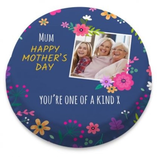 Photo Navy Floral Mother Cake (Letterbox gift cake (serves 2-4))